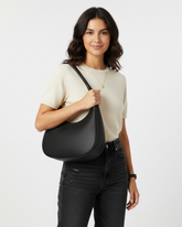 Sleek Crescent-Shape Hobo Women Leather Handbag